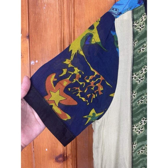 La Cera Maxi Dress Button Up Patchwork Boho Artsy Colorful Pockets Women's L NEW - Picture 4 of 9